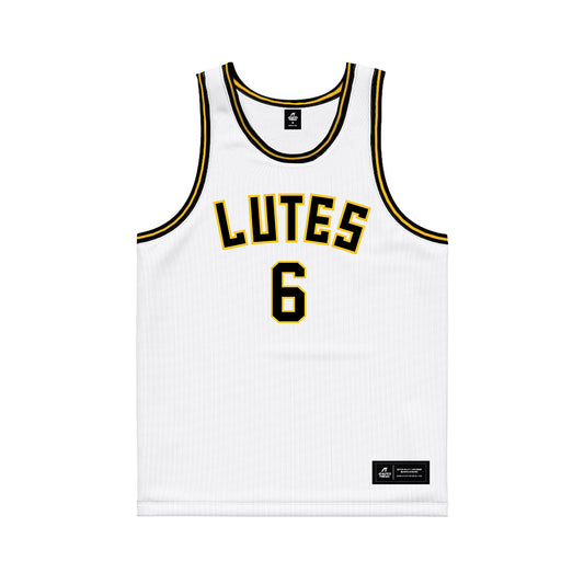 PLU - NCAA Men's Basketball : Daniel Kabamba - White Basketball Jersey-0