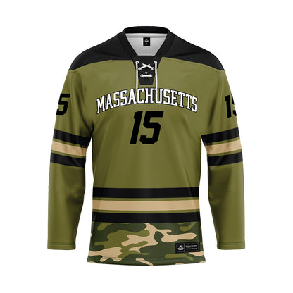 UMass - NCAA Men's Ice Hockey : Justin Kerr - Camo Hockey Jersey-0