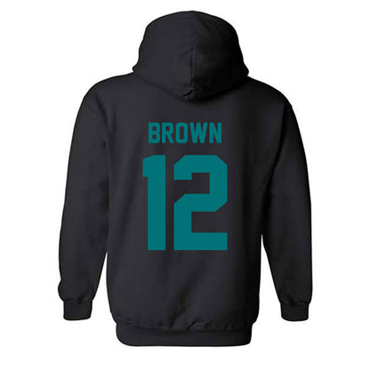 Coastal Carolina - NCAA Men's Basketball : Devin Brown - Classic Fashion Shersey Hooded Sweatshirt-1
