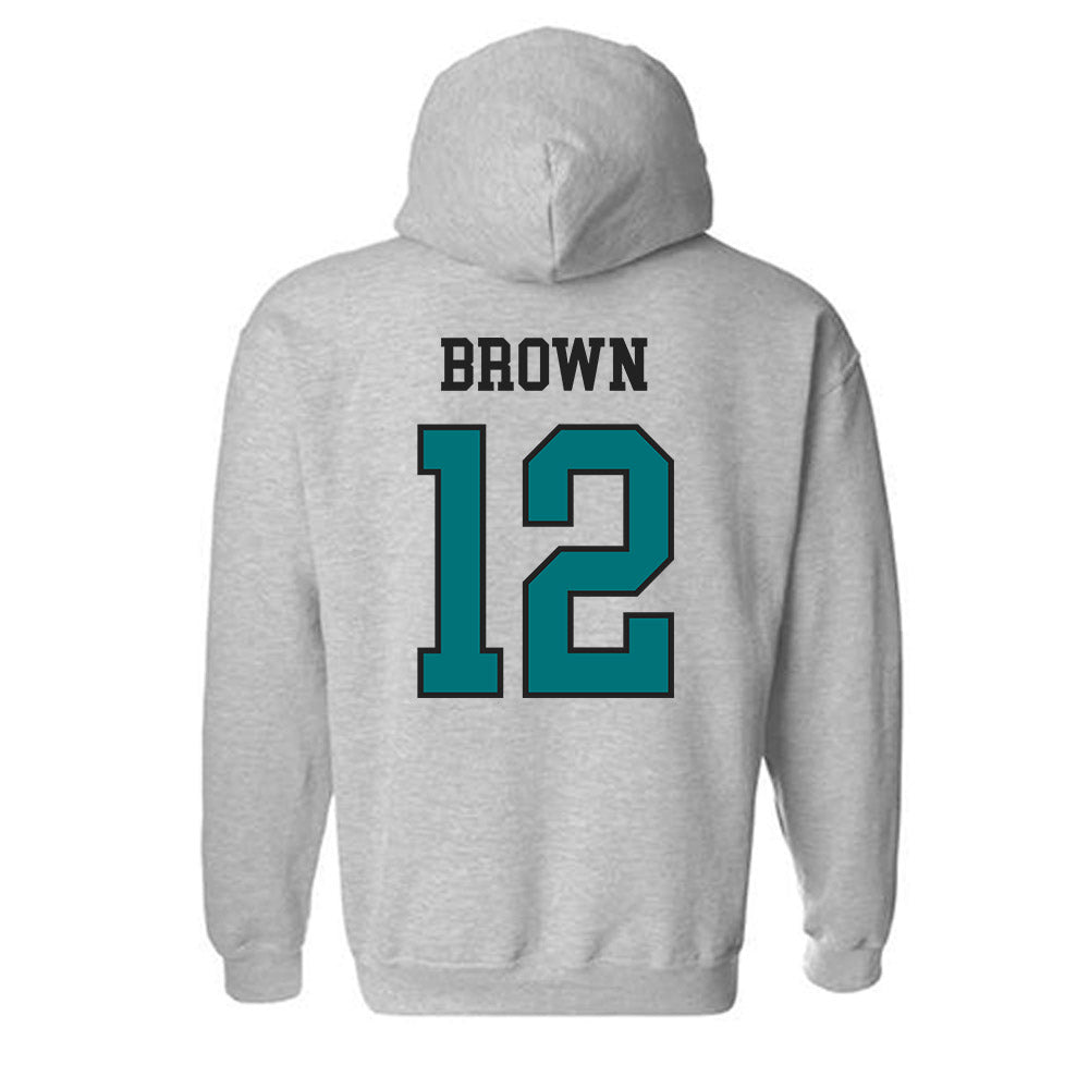 Coastal Carolina - NCAA Men's Basketball : Devin Brown - Classic Fashion Shersey Hooded Sweatshirt-1