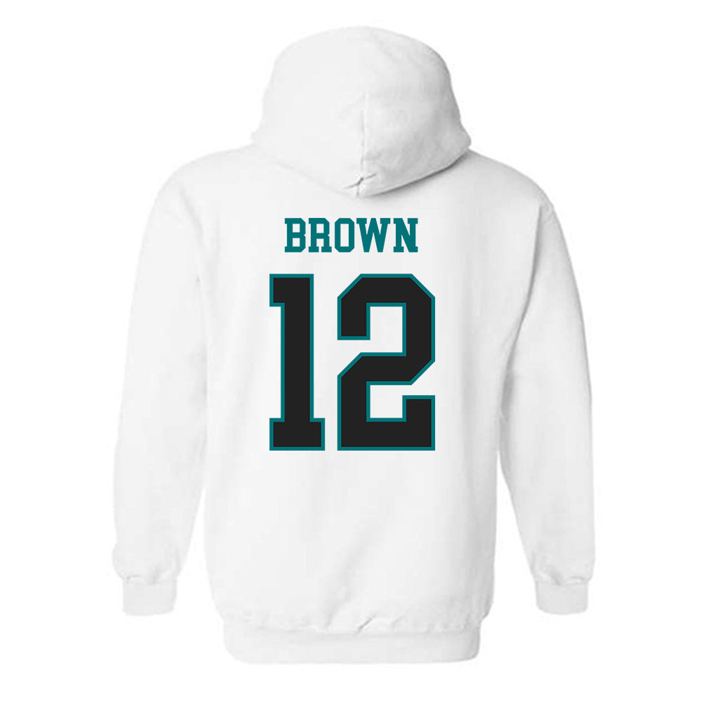 Coastal Carolina - NCAA Men's Basketball : Devin Brown - Classic Fashion Shersey Hooded Sweatshirt-1