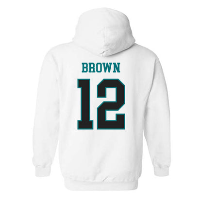 Coastal Carolina - NCAA Men's Basketball : Devin Brown - Classic Fashion Shersey Hooded Sweatshirt-1