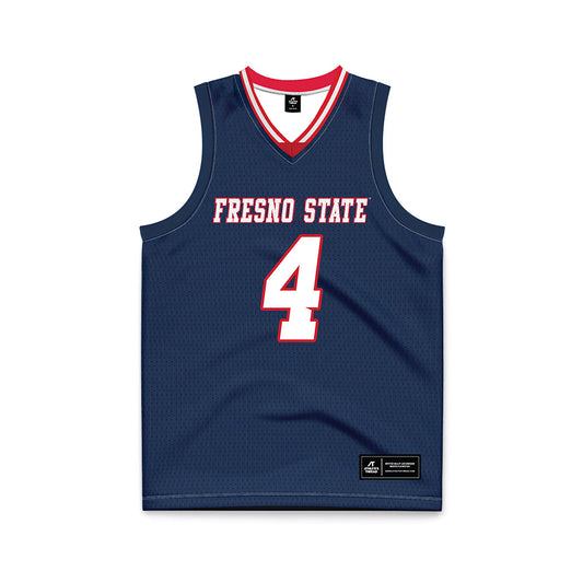 Fresno State - NCAA Men's Basketball : Troy Jenkins - Navy Basketball Jersey