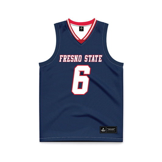 Fresno State - NCAA Men's Basketball : Dj Stickman - Navy Basketball Jersey-0