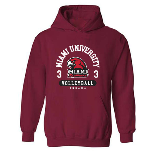 Miami of Ohio - NCAA Women's Volleyball : Maria Insana - Classic Fashion Shersey Hooded Sweatshirt-0