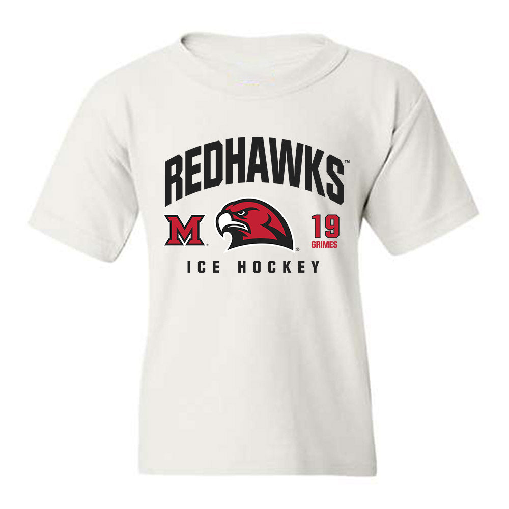 Miami of Ohio - NCAA Men's Ice Hockey : Doug Grimes - Classic Fashion Shersey Youth T-Shirt-0