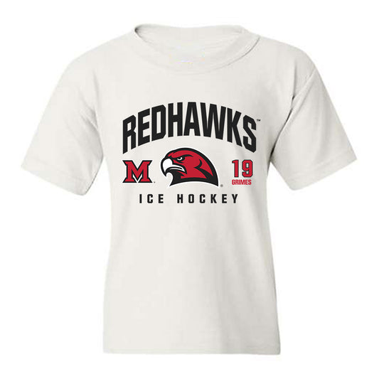 Miami of Ohio - NCAA Men's Ice Hockey : Doug Grimes - Classic Fashion Shersey Youth T-Shirt-0