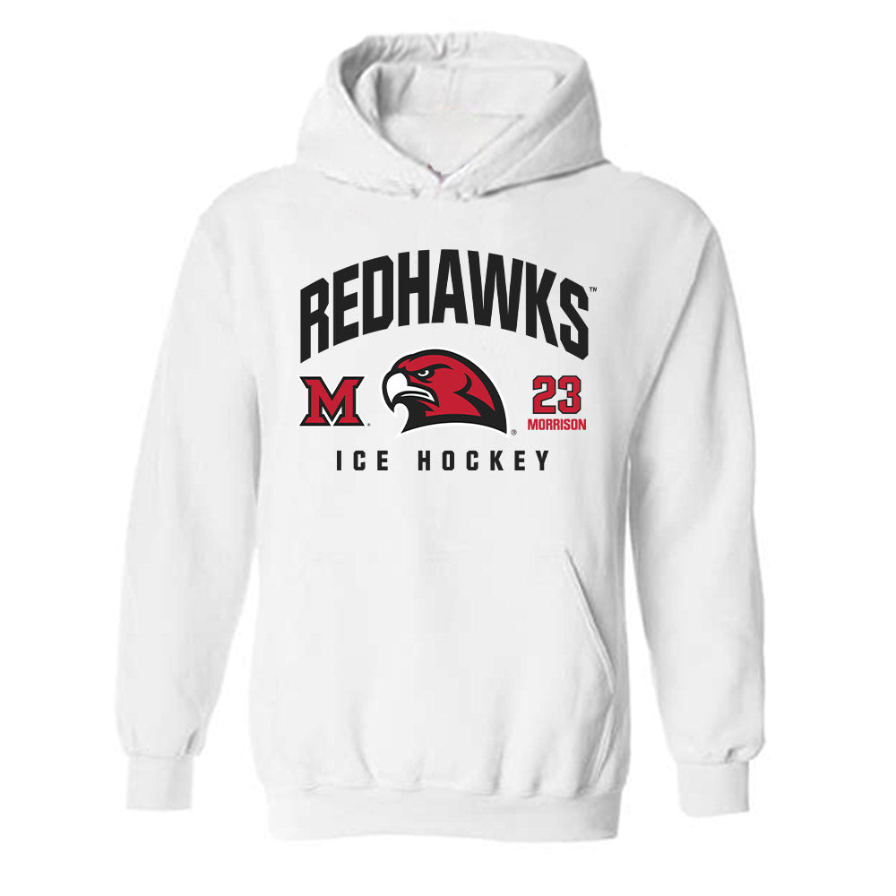 Miami of Ohio - NCAA Men's Ice Hockey : Brayden Morrison - Classic Fashion Shersey Hooded Sweatshirt-0
