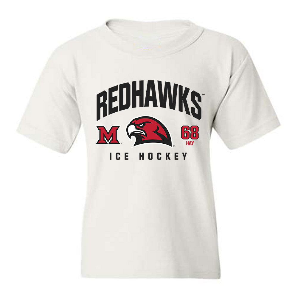 Miami of Ohio - NCAA Men's Ice Hockey : Ethan Hay - Classic Fashion Shersey Youth T-Shirt-0