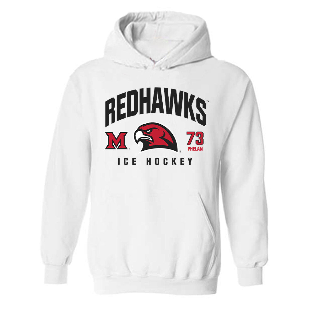 Miami of Ohio - NCAA Men's Ice Hockey : Michael Phelan - Classic Fashion Shersey Hooded Sweatshirt-0