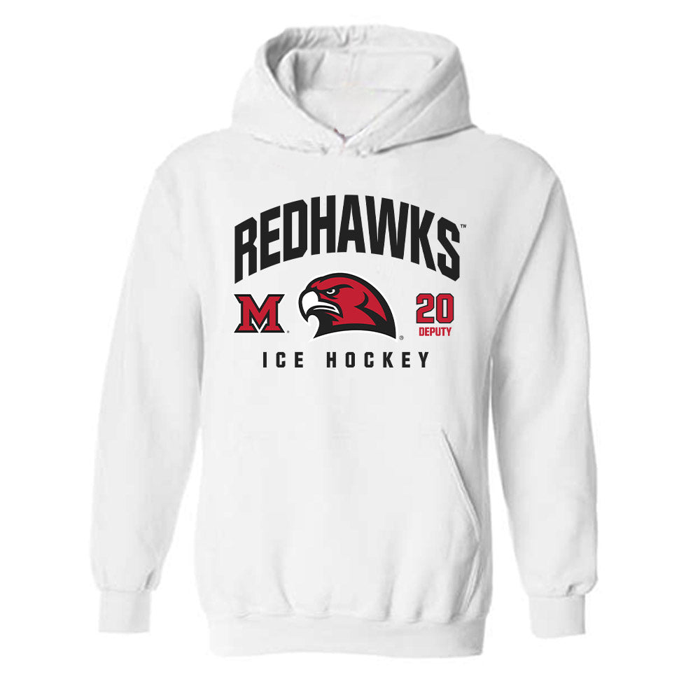 Miami of Ohio - NCAA Men's Ice Hockey : David Deputy - Classic Fashion Shersey Hooded Sweatshirt-0