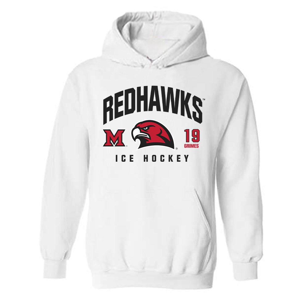 Miami of Ohio - NCAA Men's Ice Hockey : Doug Grimes - Classic Fashion Shersey Hooded Sweatshirt-0