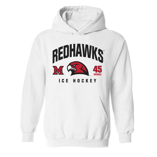 Miami of Ohio - NCAA Men's Ice Hockey : Matteo Drobac - Classic Fashion Shersey Hooded Sweatshirt-0