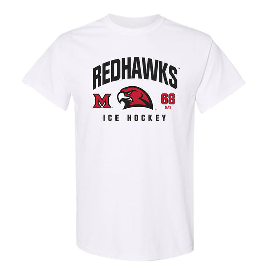 Miami of Ohio - NCAA Men's Ice Hockey : Ethan Hay - Classic Fashion Shersey T-Shirt-0
