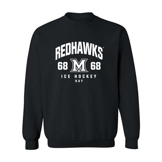 Miami of Ohio - NCAA Men's Ice Hockey : Ethan Hay - Fashion Shersey Crewneck Sweatshirt-0