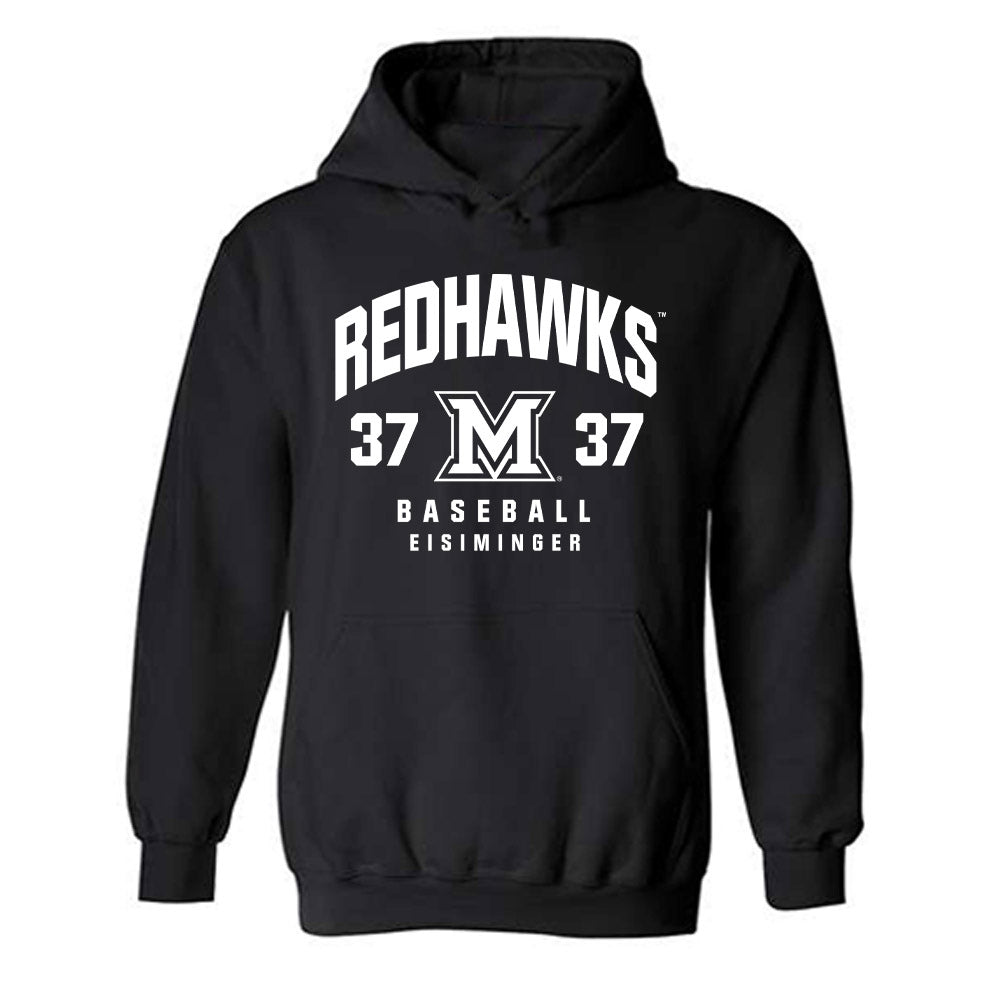 Miami of Ohio - NCAA Baseball : Jared Eisiminger - Fashion Shersey Hooded Sweatshirt-0