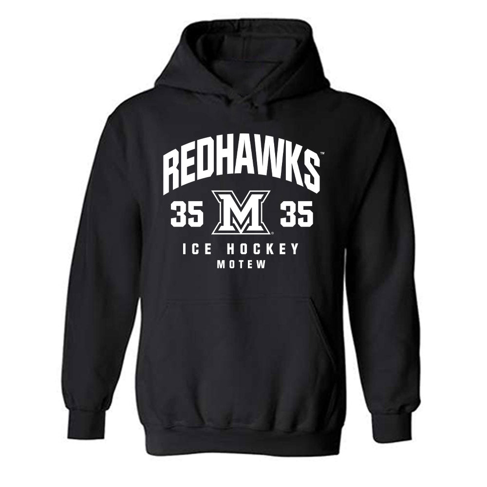 Miami of Ohio - NCAA Men's Ice Hockey : Benji Motew - Fashion Shersey Hooded Sweatshirt-0