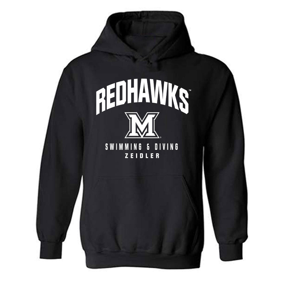 Miami of Ohio - NCAA Men's Swimming & Diving : John Zeidler - Fashion Shersey Hooded Sweatshirt-0