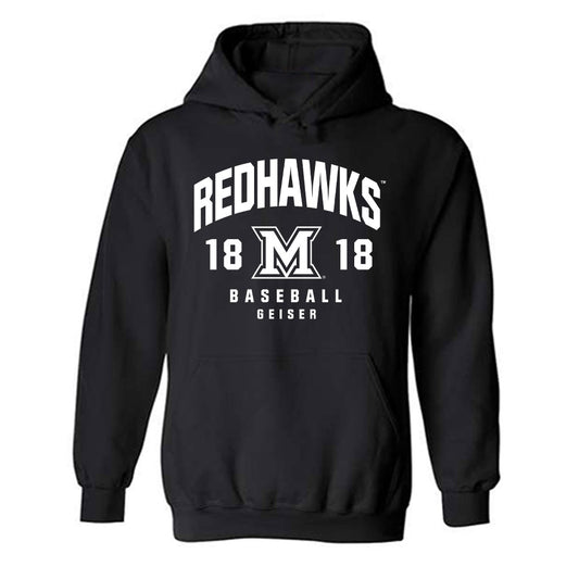 Miami of Ohio - NCAA Baseball : Jack Geiser - Fashion Shersey Hooded Sweatshirt-0