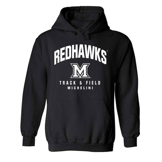 Miami of Ohio - NCAA Men's Track & Field : Joey Michelini - Fashion Shersey Hooded Sweatshirt-0