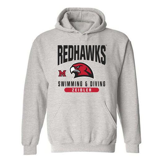 Miami of Ohio - NCAA Men's Swimming & Diving : John Zeidler - Classic Fashion Shersey Hooded Sweatshirt-0