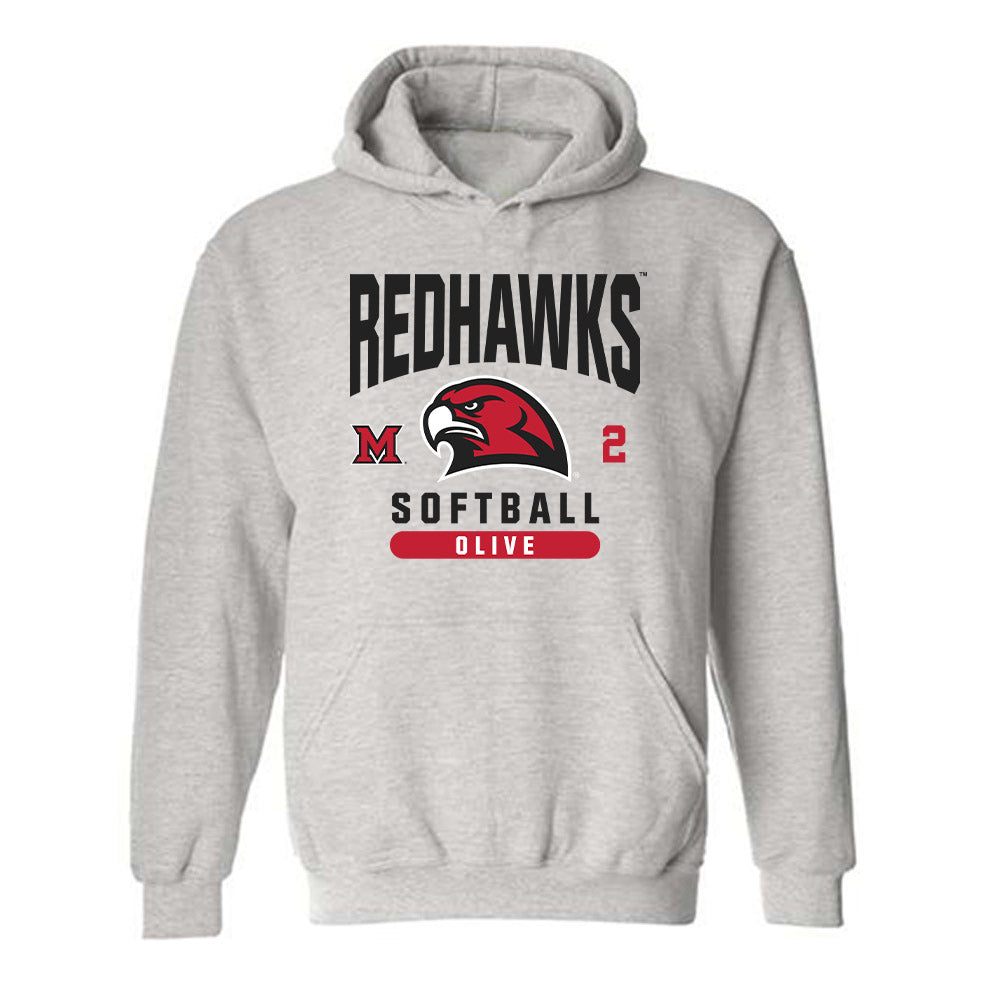 Miami of Ohio - NCAA Softball : Katy Olive - Classic Fashion Shersey Hooded Sweatshirt-0