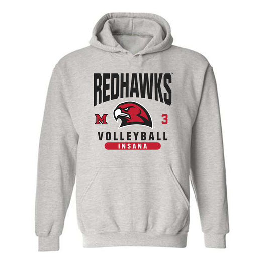 Miami of Ohio - NCAA Women's Volleyball : Maria Insana - Classic Fashion Shersey Hooded Sweatshirt-0