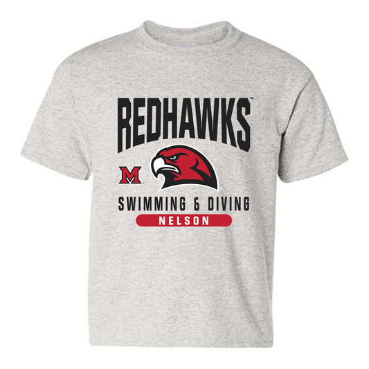 Miami of Ohio - NCAA Men's Swimming & Diving : Jensen Nelson - Classic Fashion Shersey Youth T-Shirt-0