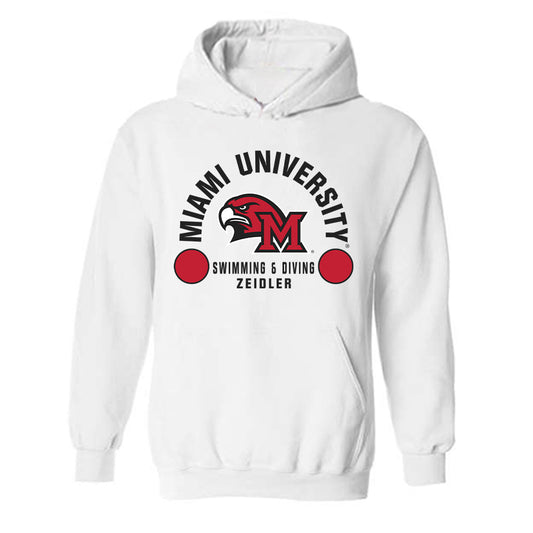 Miami of Ohio - NCAA Men's Swimming & Diving : John Zeidler - Classic Fashion Shersey Hooded Sweatshirt-0