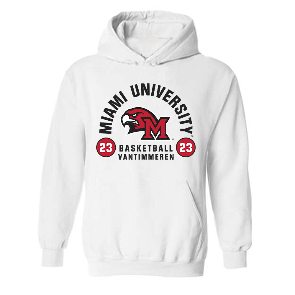 Miami of Ohio - NCAA Women's Basketball : Emily Vantimmeren - Classic Fashion Shersey Hooded Sweatshirt-0