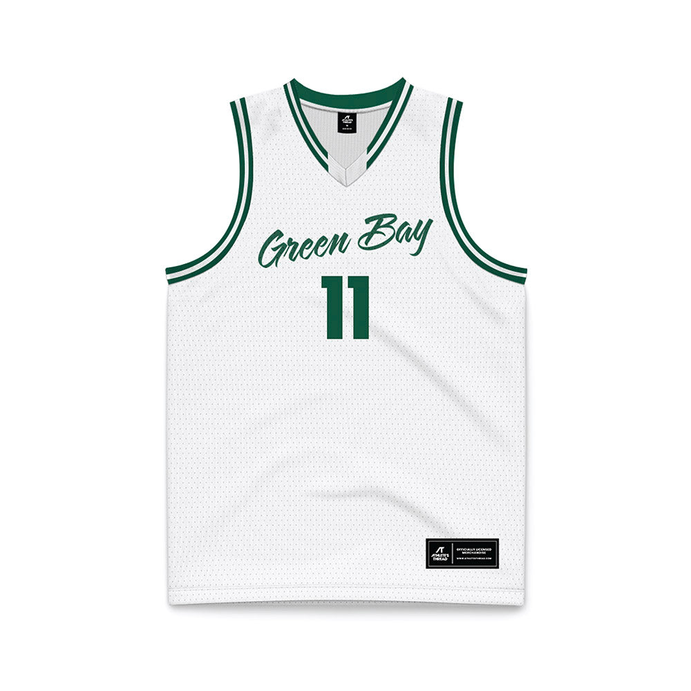 UW Green Bay - NCAA Men's Basketball : Trey Schachter - White Basketball Jersey-0