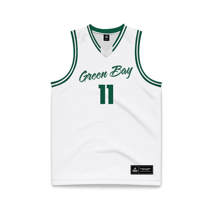 UW Green Bay - NCAA Men's Basketball : Trey Schachter - White Basketball Jersey-0