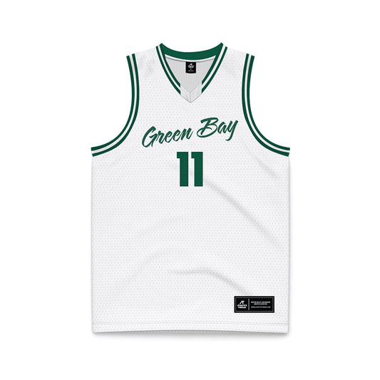 UW Green Bay - NCAA Men's Basketball : Trey Schachter - White Basketball Jersey-0