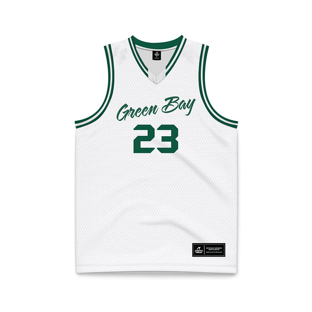 UW Green Bay - NCAA Men's Basketball : Caden Wilkins - White Basketball Jersey-0