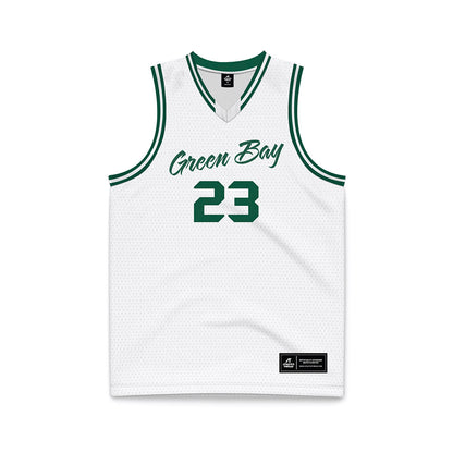 UW Green Bay - NCAA Men's Basketball : Caden Wilkins - White Basketball Jersey-0