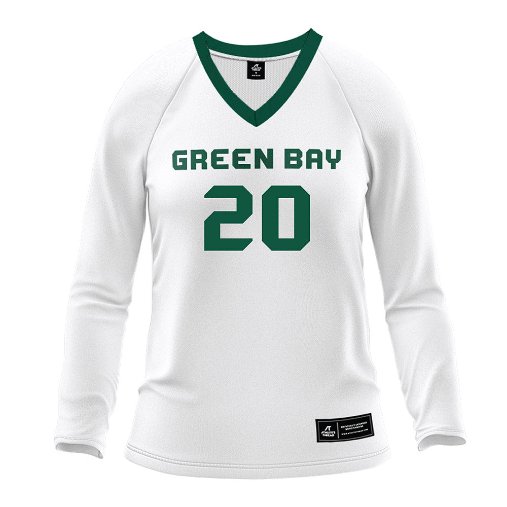 UW Green Bay - NCAA Women's Volleyball : Jessica Kurpeikis - White Volleyball Jersey-0