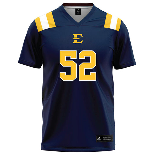 East Tennessee State - NCAA Football : Frank West - Navy Football Jersey-0