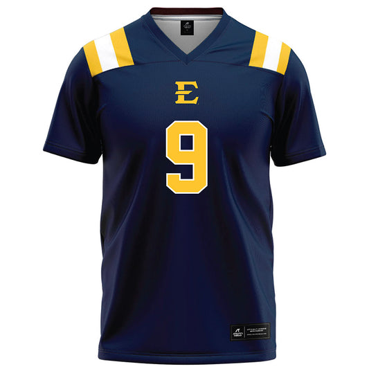 East Tennessee State - NCAA Football : Donya Borden - Navy Football Jersey-0
