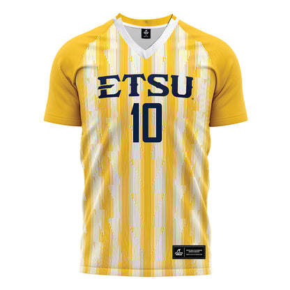 East Tennessee State - NCAA Women's Soccer : Sadie Commerford - Gold and White Soccer Jersey-0