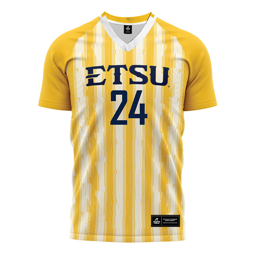 East Tennessee State - NCAA Women's Soccer : Kassie Estep - Gold and White Soccer Jersey-0