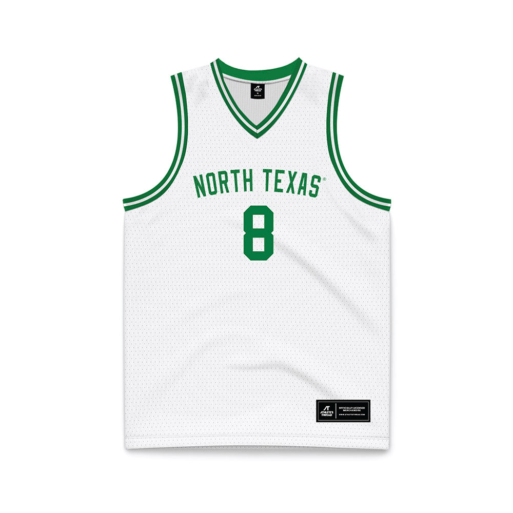 North Texas - NCAA Men's Basketball : Josiah Shackleford - White Basketball Jersey-0