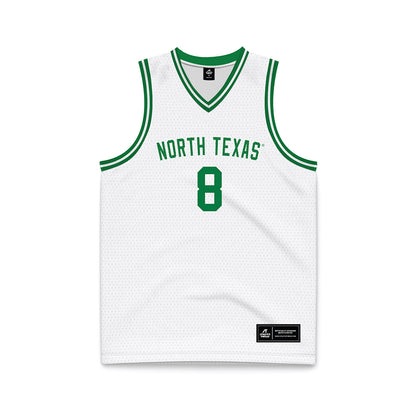 North Texas - NCAA Men's Basketball : Josiah Shackleford - White Basketball Jersey-0