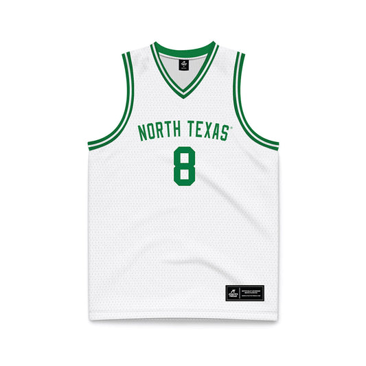 North Texas - NCAA Men's Basketball : Josiah Shackleford - White Basketball Jersey-0