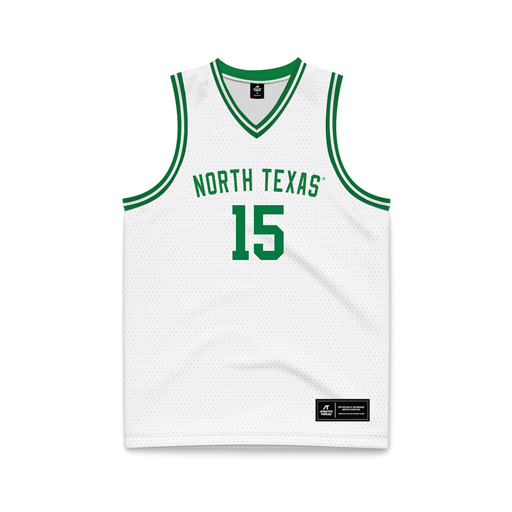 North Texas - NCAA Men's Basketball : Reece Robinson - White Basketball Jersey-0