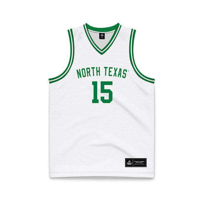 North Texas - NCAA Men's Basketball : Reece Robinson - White Basketball Jersey-0