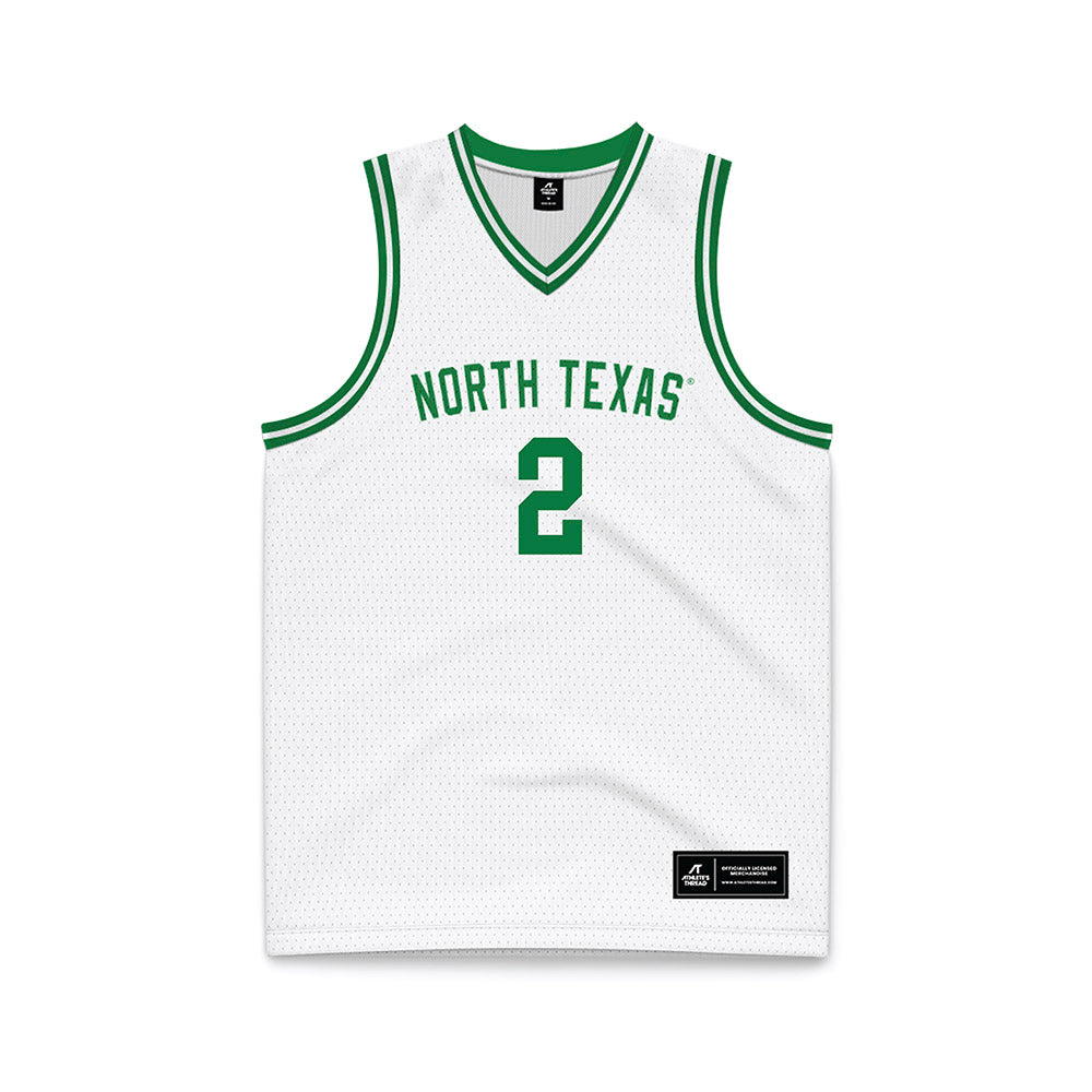 North Texas - NCAA Men's Basketball : Cahmai Crosby - White Basketball Jersey-0