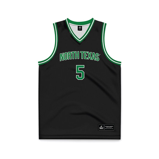 North Texas - NCAA Men's Basketball : david terrell jr - Black Basketball Jersey-0