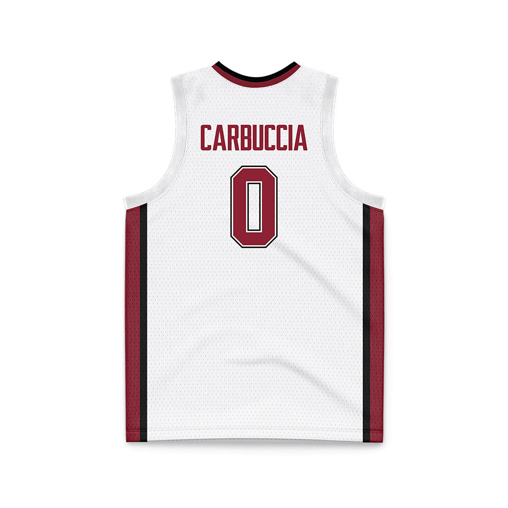 UMass - NCAA Men's Basketball : Danny Carbuccia - White Basketball Jersey-1