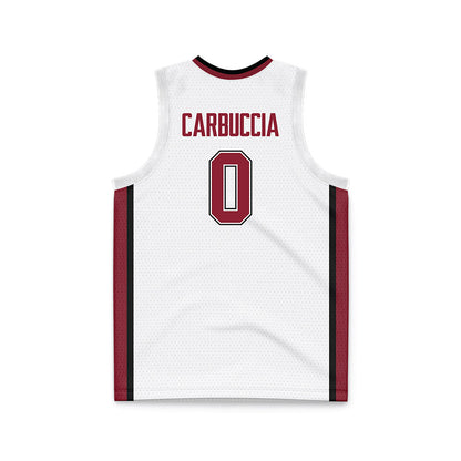 UMass - NCAA Men's Basketball : Danny Carbuccia - White Basketball Jersey-1