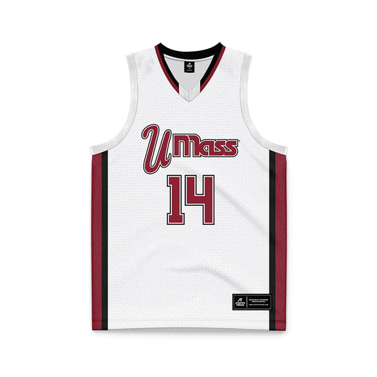 UMass - NCAA Men's Basketball : Heimir Helgason - White Basketball Jersey-0